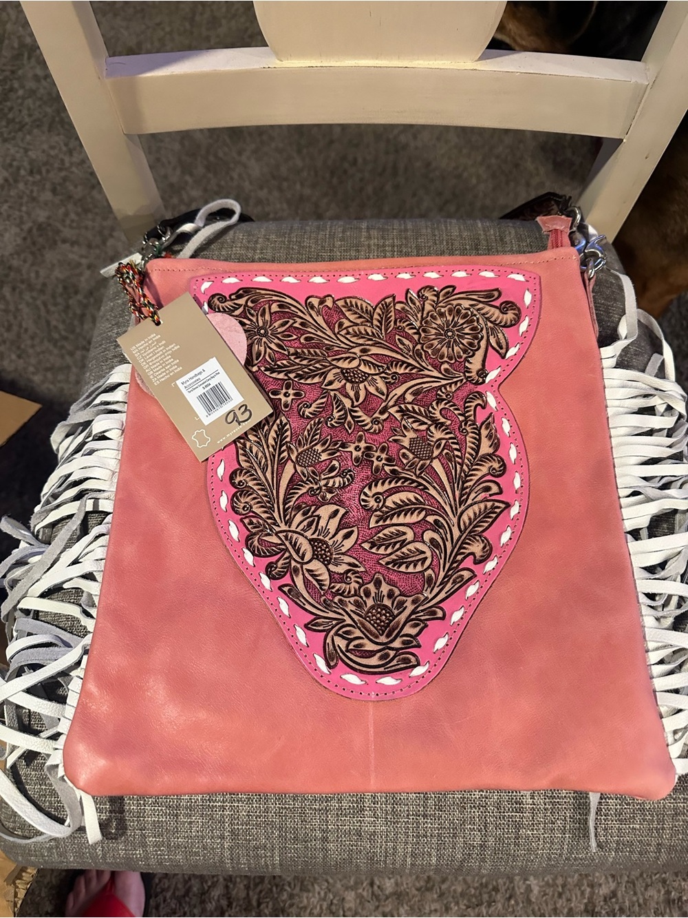 Pink Floral Embossed Crossbody Bag concealed carry